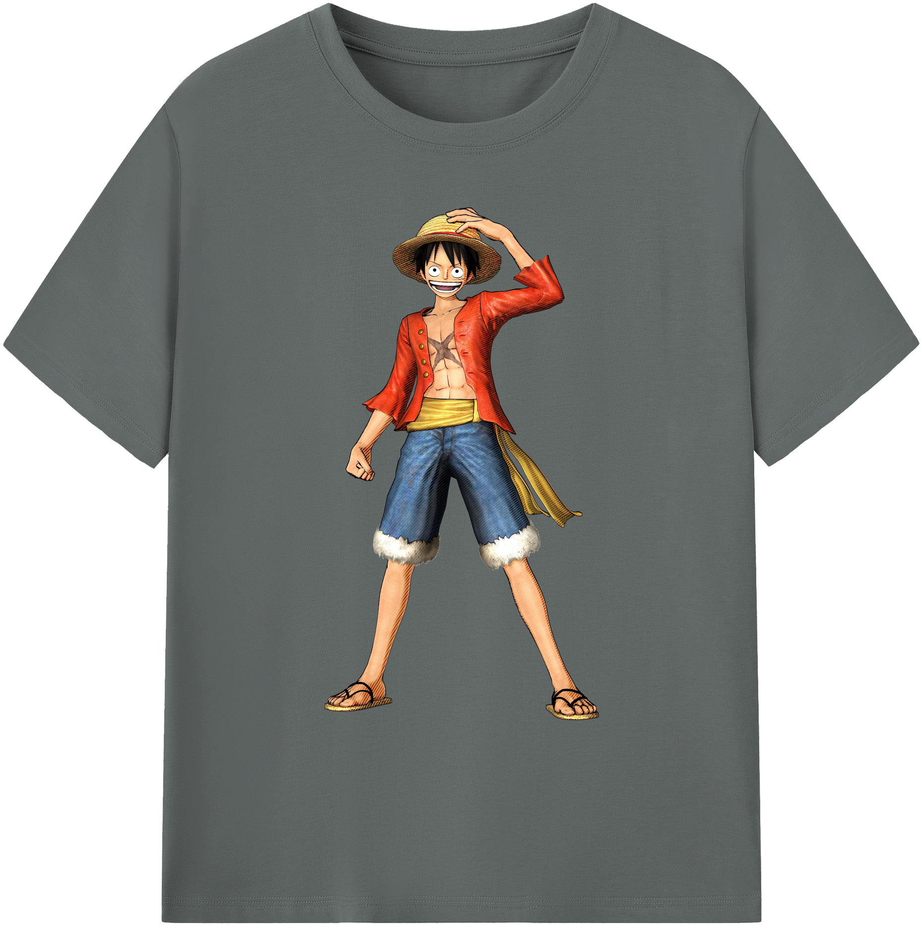 ワンピース モンキー・D・ルフィ ONE PIECE Monkey D. Luffy 綿100％ メンズ半袖Tシャツ｜肌触りやわらか＆通気性